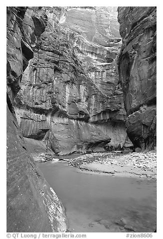 Riverbend in the Narrows. Zion National Park (black and white)