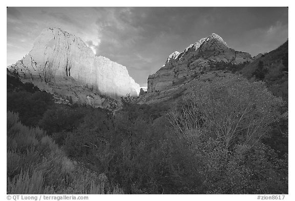 Kolob Canyons at sunset. Zion National Park (black and white)