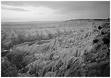 The Stronghold table, southern unit, dawn. Badlands National Park ( black and white)