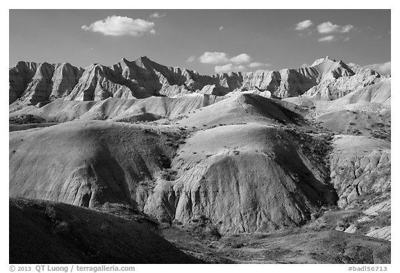 Yellow Mounds. Badlands National Park (black and white)