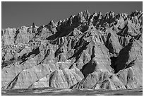 The Wall raising above prairie. Badlands National Park ( black and white)