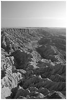 Looking east towards the The Stronghold table, South unit, morning. Badlands National Park ( black and white)