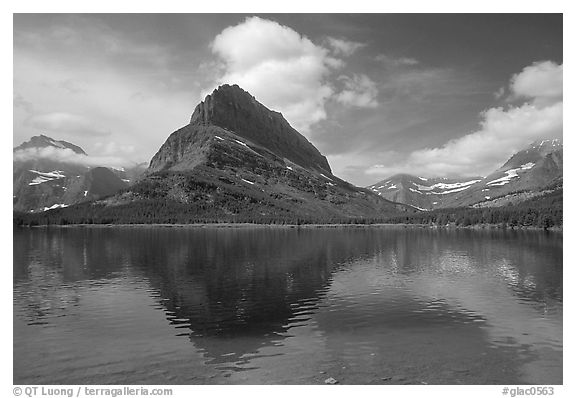 Peak above Swiftcurrent lake. Glacier National Park (black and white)