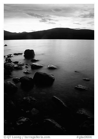Lake McDonald at sunset. Glacier National Park (black and white)