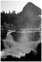 Waterfall in Many Glaciers area. Glacier National Park ( black and white)