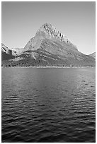 Grinnell Point across Swiftcurrent Lake, sunrise. Glacier National Park ( black and white)