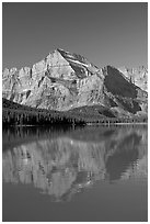 Mt Gould reflected in Lake Josephine, morning. Glacier National Park ( black and white)