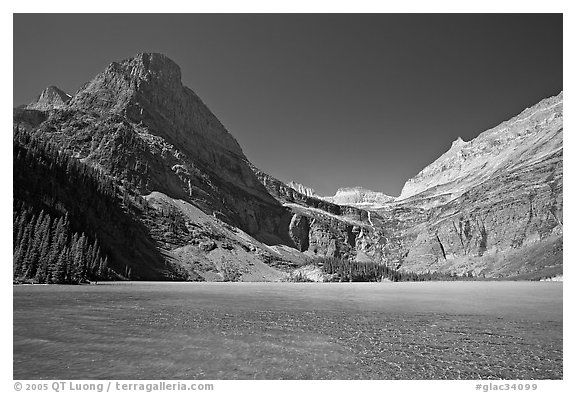 Grinnell Lake, Angel Wing, and the Garden Wall. Glacier National Park (black and white)