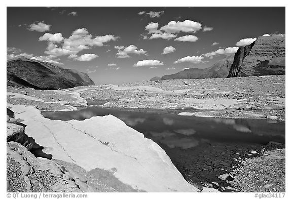 Slabs and pool. Glacier National Park (black and white)