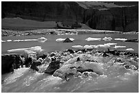 Outlet stream of glacial lake. Glacier National Park ( black and white)