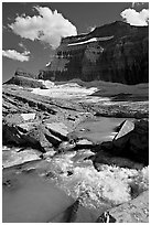 Stream, Mt Gould, and Grinnell Glacier, afternoon. Glacier National Park ( black and white)