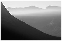 Ridge and light seen from Logan Pass. Glacier National Park ( black and white)