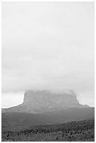 Cloud-covered Chief Mountain. Glacier National Park ( black and white)