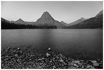 Two Medicine Lake at dawn. Glacier National Park ( black and white)