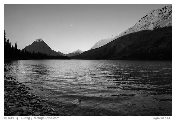 Two Medicine Lake at sunrise. Glacier National Park (black and white)