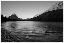Two Medicine Lake at sunrise. Glacier National Park ( black and white)