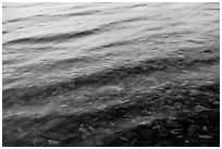 Reflection, ripples, and pebbles, Two Medicine Lake. Glacier National Park ( black and white)