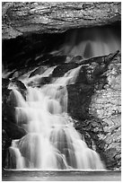 Lower Running Eagle Falls in autumn. Glacier National Park ( black and white)