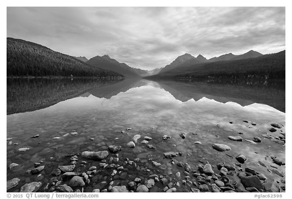 Bowman Lake. Glacier National Park (black and white)