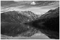 Mountains reflected in Kintla Lake. Glacier National Park ( black and white)