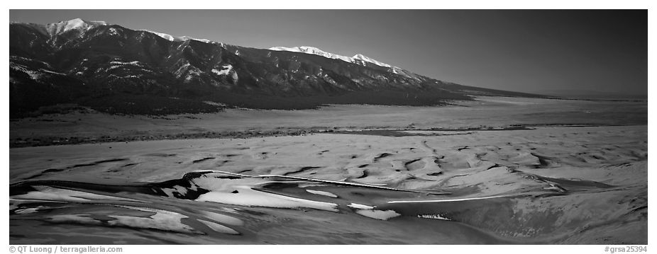 Dune field in winter. Great Sand Dunes National Park and Preserve (black and white)