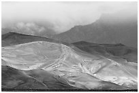 Big dunes, ridge and clouds. Great Sand Dunes National Park, Colorado, USA. (black and white)