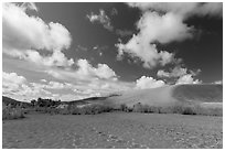 Dried Medano Creek and sand dunes in autumn. Great Sand Dunes National Park and Preserve ( black and white)