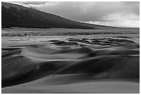 Dune field and valley, late afternoon. Great Sand Dunes National Park, Colorado, USA. (black and white)