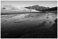 Medano Creek, dunefield, and mountains in autumn. Great Sand Dunes National Park and Preserve ( black and white)