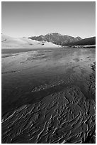 Shallow Medano Creek and sand patterns. Great Sand Dunes National Park and Preserve ( black and white)