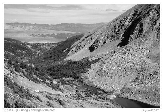 Medano Lakes from above. Great Sand Dunes National Park and Preserve (black and white)