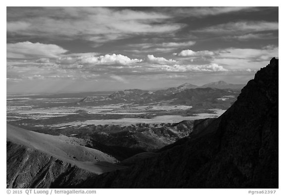 Distant mountains from Mount Herard. Great Sand Dunes National Park and Preserve (black and white)