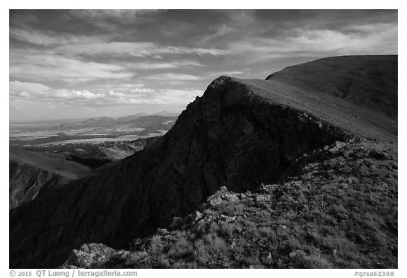 Mount Herard rounded summit. Great Sand Dunes National Park and Preserve (black and white)