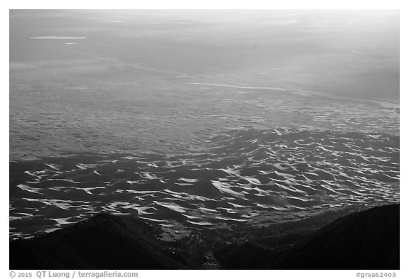Dunes from above. Great Sand Dunes National Park and Preserve (black and white)
