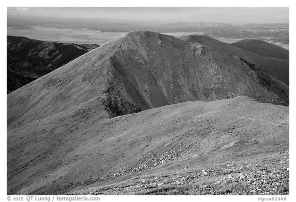 Alpine tundra slopes of Mount Herard. Great Sand Dunes National Park and Preserve (black and white)