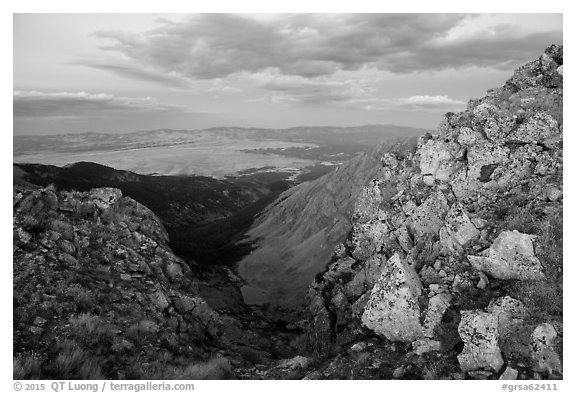Ridge and Medano Lakes from Mount Herard. Great Sand Dunes National Park and Preserve (black and white)