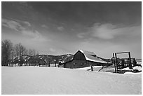 Moulton homestead, Mormon row historic district, winter. Grand Teton National Park ( black and white)