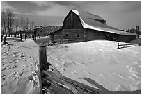 Historic Mormon Row homestead in winter. Grand Teton National Park ( black and white)