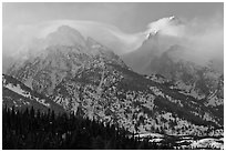South Teton and Grand Teton in winter. Grand Teton National Park ( black and white)
