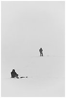 Ice fishermen on Frozen Jackson Lake. Grand Teton National Park ( black and white)