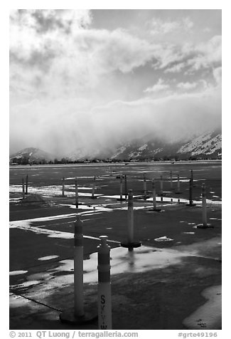 Jackson Hole Airport tarmac, winter. Grand Teton National Park (black and white)