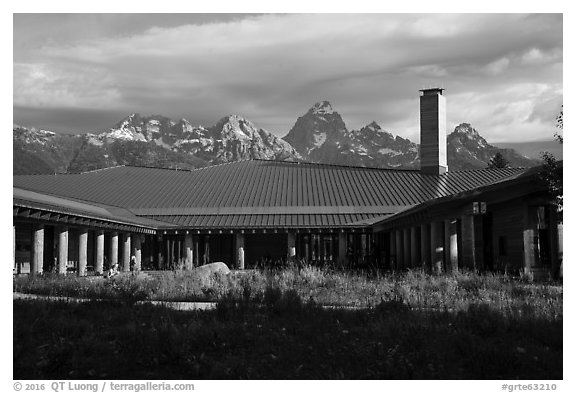 Craig Thomas Discovery and Visitor Center. Grand Teton National Park (black and white)