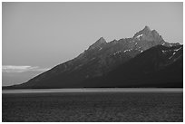 Grand Teton from Jackson Lake, dusk. Grand Teton National Park ( black and white)