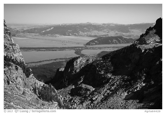 Garnet Canyon and Jackson Hole. Grand Teton National Park (black and white)