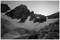 Mountaineer, Middle Teton and glacier. Grand Teton National Park ( black and white)