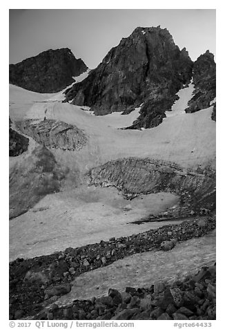 Glacier below Middle Teton. Grand Teton National Park (black and white)