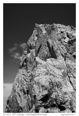 Summit of Grand Teton from Upper Exum Ridge. Grand Teton National Park (black and white)