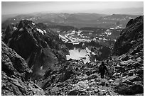 Mountaineer descending Grand Teton. Grand Teton National Park ( black and white)