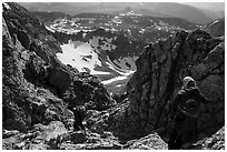Climbers descend Grand Teton. Grand Teton National Park ( black and white)