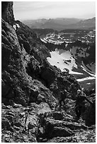 Climbers descending Grand Teton. Grand Teton National Park ( black and white)
